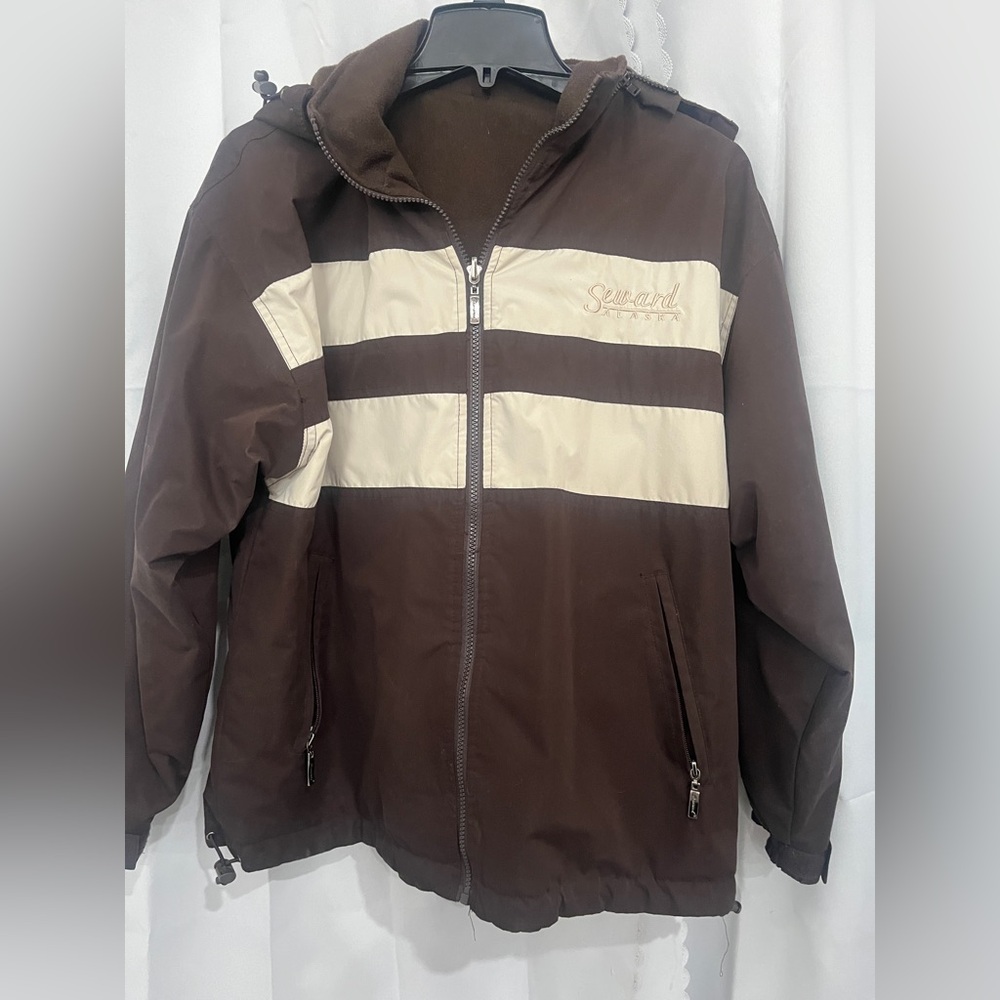 Men's Brown and Cream Windbreaker